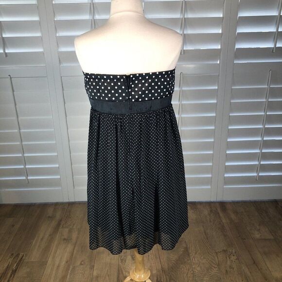 Retro Pin Up Strapless Polka Dot Dress XXL Satin Chiffon Swing Rockabilly Plus - Picture 4 of 10